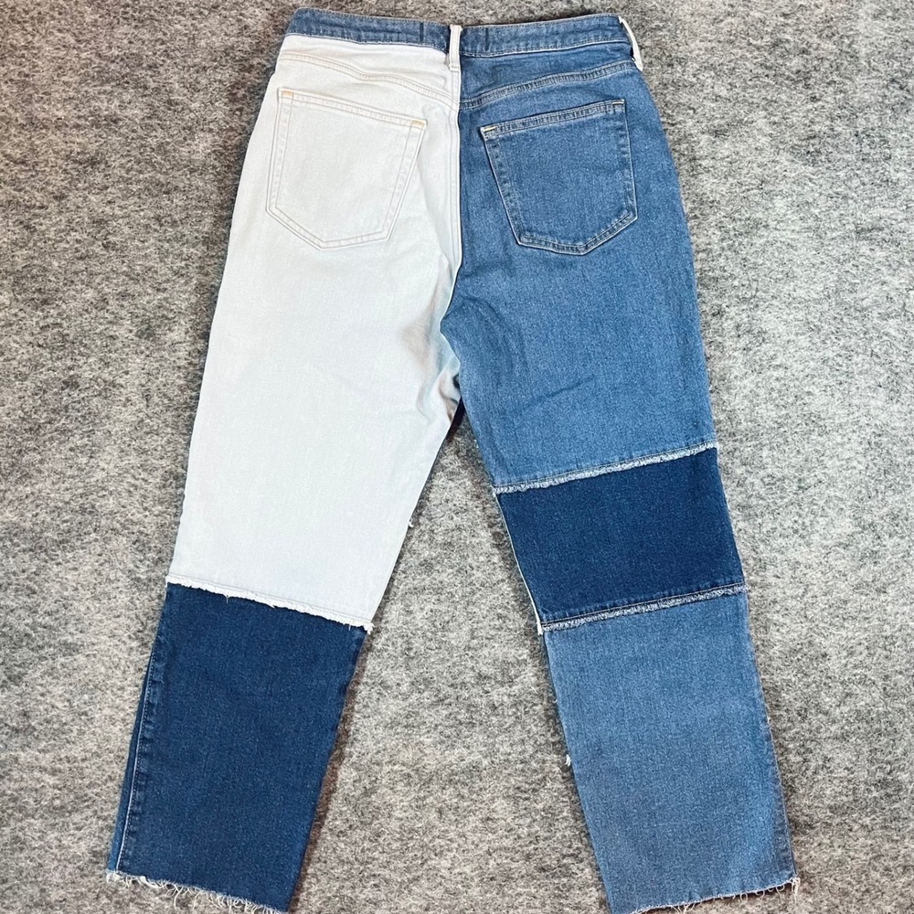 Hollister Patchwork Jeans Womens 9R Blue Ultra High Rise Straight 29x27 Y2K Boho - Picture 5 of 12